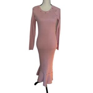 Midnight Velvet pink knit pearl decoration dress size M